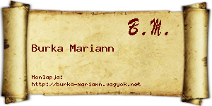 Burka Mariann névjegykártya
