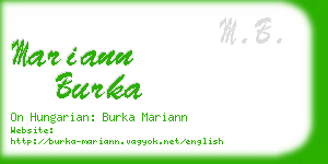 mariann burka business card